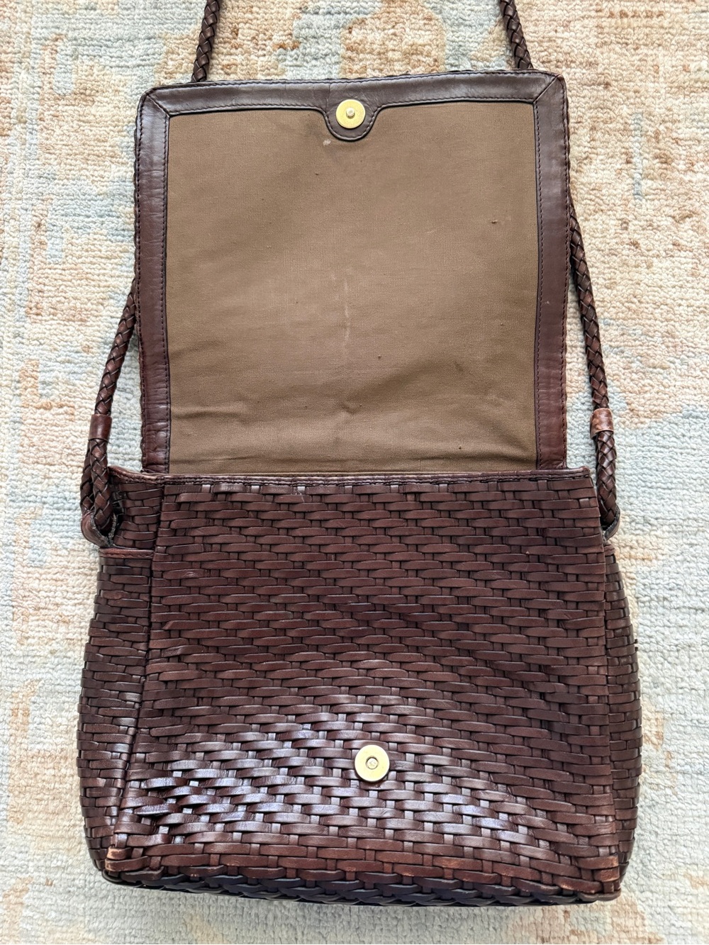 Vintage Talbots Leather Woven Purse - Picture 3 of 5